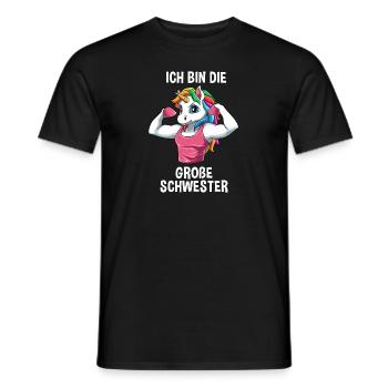 Einhorn Große Schwester - Ich bin die große - Männer T-Shirt - Schwarz - Vorne - AI Model Male 178 light (178cm)