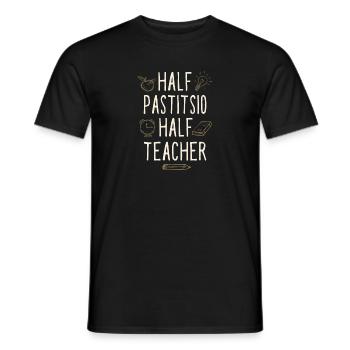 Half Pastitsio Half Teacher Funny Professor Humor - Men's T-Shirt - black - Front - AI Model Male 178 light (178cm)