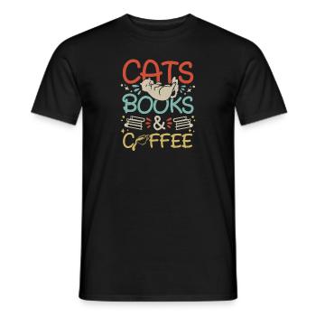 Les amateurs de livres de chats lisent des livres - T-shirt homme - noir - Devant - AI Model Male 178 light (178cm)