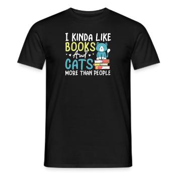 Les amateurs de livres de chats lisent des livres - T-shirt homme - noir - Devant - AI Model Male 178 light (178cm)
