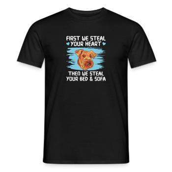 Airedale Terrier Dog - Men's T-Shirt - black - Front - AI Model Male 178 light (178cm)