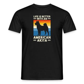 Akita Inu américain - T-shirt homme - noir - Devant - AI Model Male 178 light (178cm)