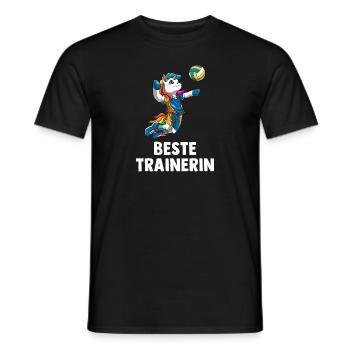 Volleyball Trainerin Einhorn - Lustiges Volleyball - Männer T-Shirt - Schwarz - Vorne - AI Model Male 178 light (178cm)