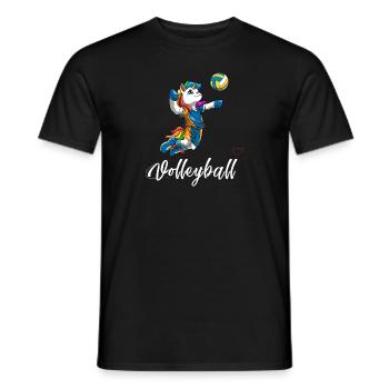 Volleyball Einhorn - Liebe Volleyball - Männer T-Shirt - Schwarz - Vorne - AI Model Male 178 light (178cm)