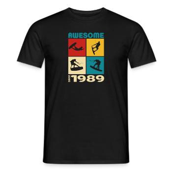 Awesome since 1989. Wakeboard Lifestyle - Men's T-Shirt - black - Front - AI Model Male 178 light (178cm)