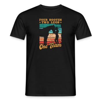 Reiterin Reiten Four Hooves Two Legs One Team - Männer T-Shirt - Schwarz - Vorne - AI Model Male 178 light (178cm)