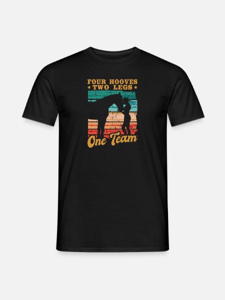 Cavalier chevauchant quatre sabots deux jambes une équipe - T-shirt homme - noir