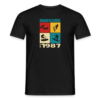 Awesome since 1987. Wakeboard Lifestyle - Men's T-Shirt - black - Front - AI Model Male 178 light (178cm)