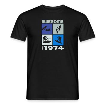 Awesome since 1974. Wakeboard Lifestyle - Men's T-Shirt - black - Front - AI Model Male 178 light (178cm)