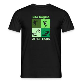 Life begins at 15 Knots, Lifestyle Vintage Design - Männer T-Shirt - Schwarz - Vorne - AI Model Male 178 light (178cm)