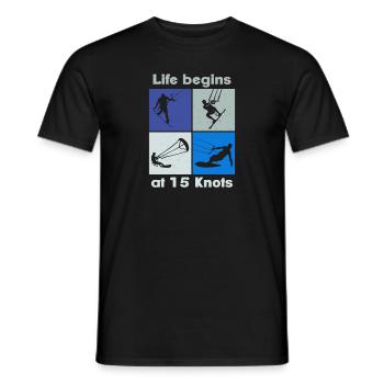 La vie commence à 15 nœuds, Lifestyle Vintage Design - T-shirt homme - noir - Devant - AI Model Male 178 light (178cm)