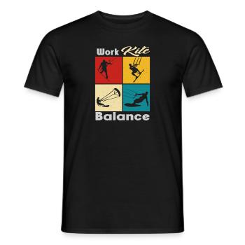 Work Kite Balance. Lifestyle Vintage Design, Work - Männer T-Shirt - Schwarz - Vorne - AI Model Male 178 light (178cm)