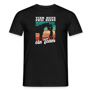 Reiterin Reiten Vier Hufe Zwei Beine Ein Team - Männer T-Shirt - Schwarz - Vorne - AI Model Male 178 light (178cm)