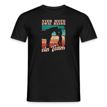 Reiterin Reiten Vier Hufe Zwei Beine Ein Team - Männer T-Shirt - Schwarz - Vorne - AI Model Male 178 light (178cm)
