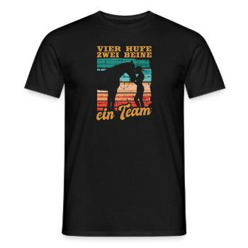 Rider Riding Four hooves Two legs One Team - Men's T-Shirt - black - Front - AI Model Male 178 light (178cm)