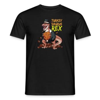 Turkeysaurus Rex Dinosaur T-Rex Funny Thanksgiving - Men's T-Shirt - black - Front - AI Model Male 178 light (178cm)