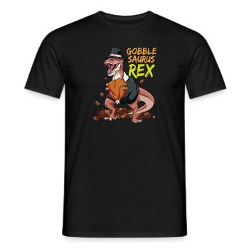 Gooblesaurus Rex Dinosaur T-Rex Funny Thanksgiving - Men's T-Shirt - black - Front - AI Model Male 178 light (178cm)