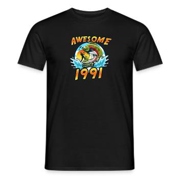 Génial depuis 1991. Angel, Angler Anniversaire - T-shirt homme - noir - Devant - AI Model Male 178 light (178cm)