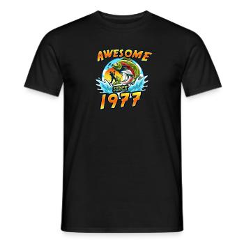 Awesome since 1977. Angel, Angler's Birthday - Men's T-Shirt - black - Front - AI Model Male 178 light (178cm)