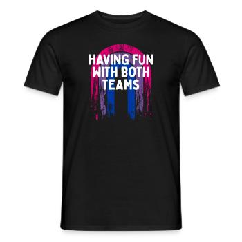 S’amuser avec les deux équipes Bisexuel LGBTQ Bi - T-shirt homme - noir - Devant - AI Model Male 178 light (178cm)