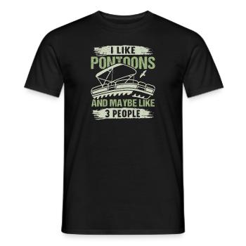Pontoon Boat Captain Boating Lake Pontoon - Men's T-Shirt - black - Front - AI Model Male 178 light (178cm)