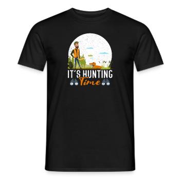 Temps de chasse amusant avec cor de chasse dans la nature - T-shirt homme - noir - Devant - AI Model Male 178 light (178cm)