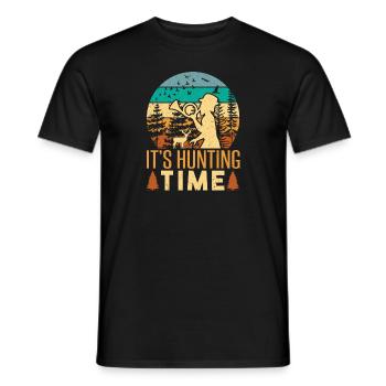 Temps de chasse amusant avec cor de chasse dans la nature - T-shirt homme - noir - Devant - AI Model Male 178 light (178cm)