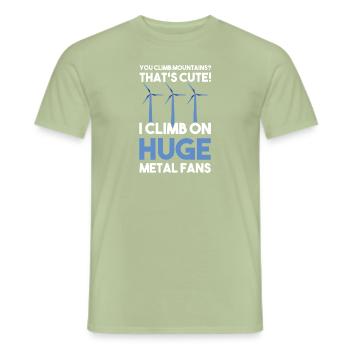 Wind turbine technician wind farm wind power - Men's T-Shirt - sage - Front - AI Model Male 178 light (178cm)