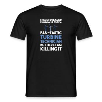 Wind turbine technician wind farm wind power - Men's T-Shirt - black - Front - AI Model Male 178 light (178cm)