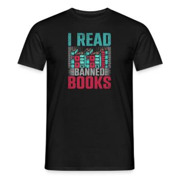 I Read Banned Books Books Library - Men's T-Shirt - black - Front - AI Model Male 178 light (178cm)