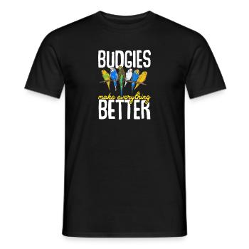 Budgerigar Parakeet Bird Pet Gift - Men's T-Shirt - black - Front - AI Model Male 178 light (178cm)