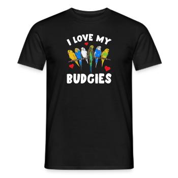 Budgerigar Parakeet Bird Pet Gift - Men's T-Shirt - black - Front - AI Model Male 178 light (178cm)