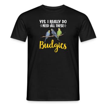 Budgerigar Parakeet Bird Pet Gift - Men's T-Shirt - black - Front - AI Model Male 178 light (178cm)