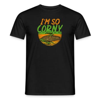 At So Corny Wheat Corn Oats Fam Farming - Men's T-Shirt - black - Front - AI Model Male 178 light (178cm)