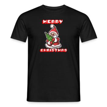 Merry Christmas I Xmas I 8 Bit Pixelated Santa - Männer T-Shirt - Schwarz - Vorne - AI Model Male 178 light (178cm)