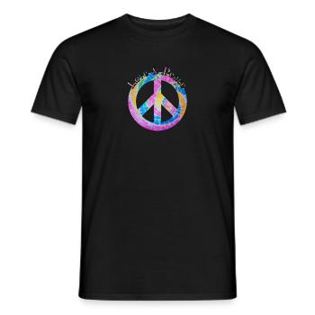 Love Peace 60s 70s Hippie Costume Love Peace - Men's T-Shirt - black - Front - AI Model Male 178 light (178cm)