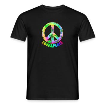 Love Peace 60s 70s Hippie Costume Love Peace - Men's T-Shirt - black - Front - AI Model Male 178 light (178cm)
