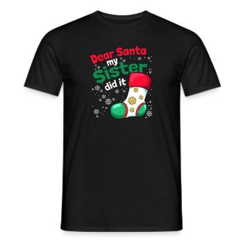 Cher Père Noël Ma sœur l’a fait frères et sœurs - T-shirt homme - noir - Devant - AI Model Male 178 light (178cm)