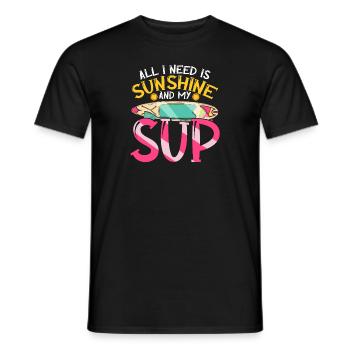 Tout ce dont j’ai besoin, c’est de soleil et de mon SUP Stand-up Paddle - T-shirt homme - noir - Devant - AI Model Male 178 light (178cm)
