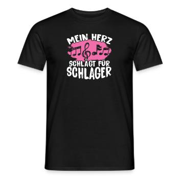 Mein Herz Schlägt Für Schlager Volksmusik Gaudi - Männer T-Shirt - Schwarz - Vorne - AI Model Male 178 light (178cm)
