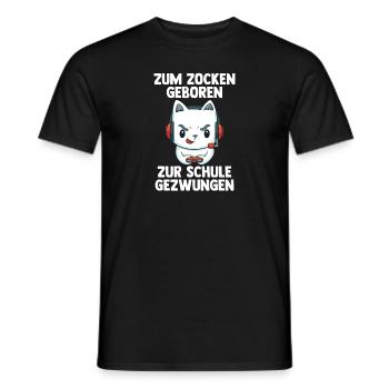Gaming Katze - Computer Spiele Online Spiele - Männer T-Shirt - Schwarz - Vorne - AI Model Male 178 light (178cm)