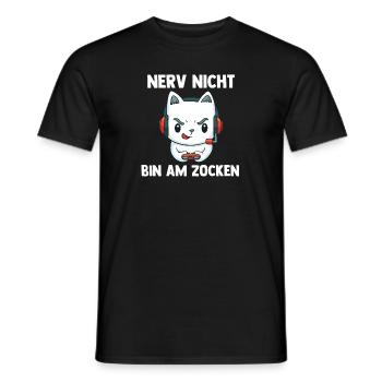 Nerv Nicht Bin Am Zocken Katze - Computer Spiele - Männer T-Shirt - Schwarz - Vorne - AI Model Male 178 light (178cm)