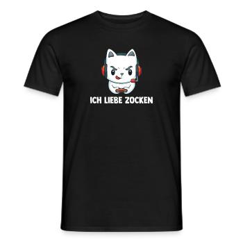 Ich Liebe Computer Zocken - Gaming Katze Computer - Männer T-Shirt - Schwarz - Vorne - AI Model Male 178 light (178cm)