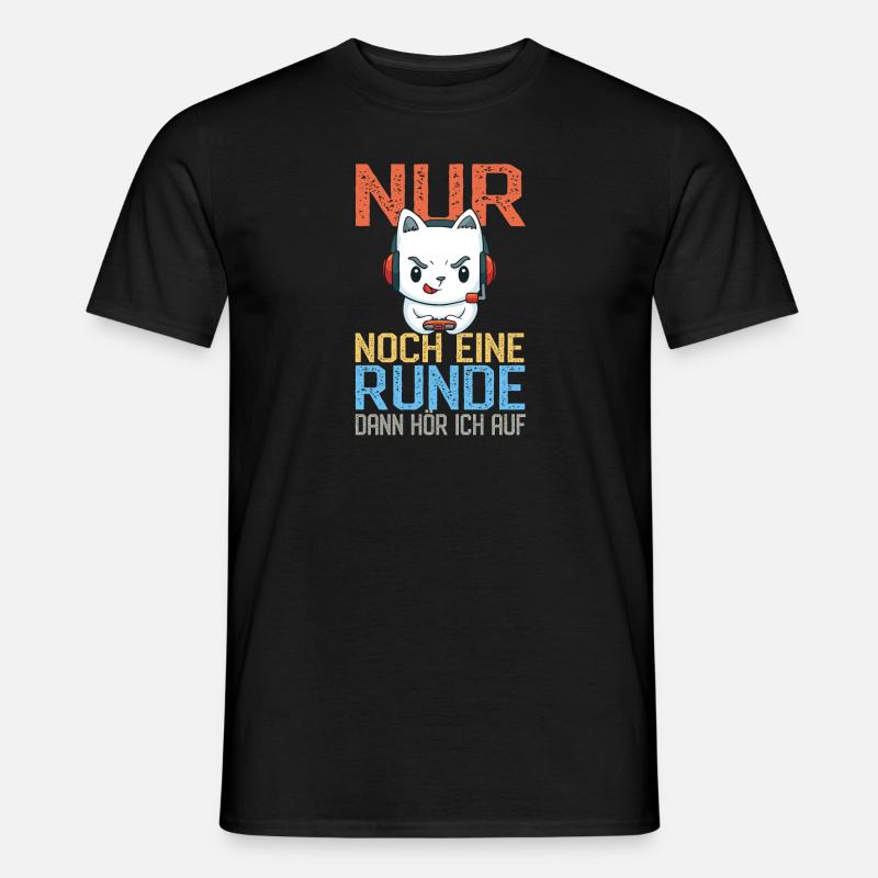 Lustiger Gaming Katze - Gamer Computerspiele - Männer T-Shirt - Schwarz