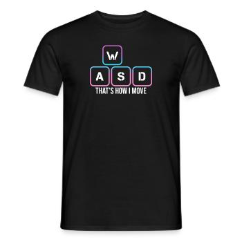 C’est ainsi que je déplace les touches de l’ordinateur du clavier en disant - T-shirt homme - noir - Devant - AI Model Male 178 light (178cm)