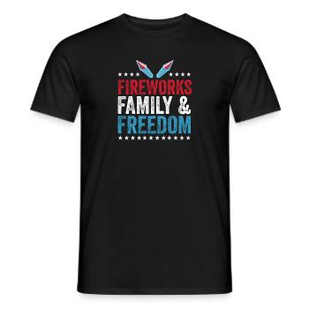 Gedenktag Feuerwerk zum 4. Juli Familie und Freihe - Männer T-Shirt - Schwarz - Vorne - AI Model Male 178 light (178cm)