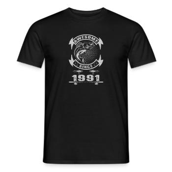 Génial depuis 1991. Angel, l’anniversaire d’un pêcheur - T-shirt homme - noir - Devant - AI Model Male 178 light (178cm)