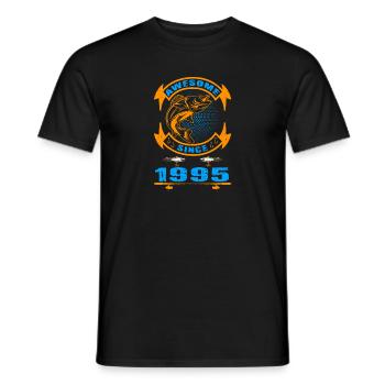 Awesome since 1995. Angel, Angler's Birthday - Men's T-Shirt - black - Front - AI Model Male 178 light (178cm)