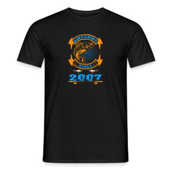 Génial depuis 2007. Angel, l’anniversaire du pêcheur - T-shirt homme - noir - Devant - AI Model Male 178 light (178cm)