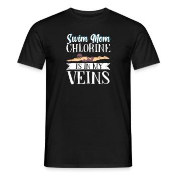 Swim Mom Chlorine Is in My Veins Mutter Schwimmen - Männer T-Shirt - Schwarz - Vorne - AI Model Male 178 light (178cm)